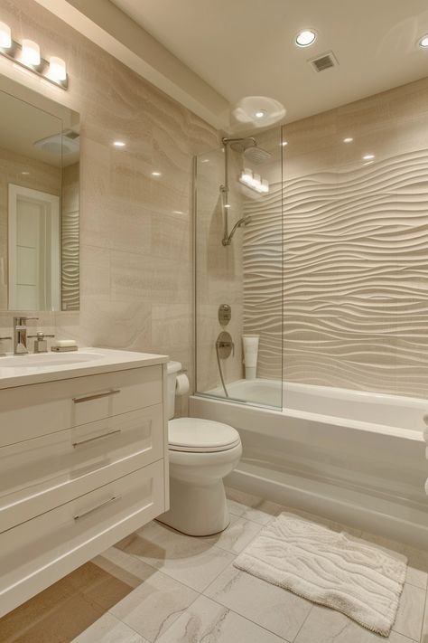 Top 17 Space-Savvy Ideas for Maximizing Small Bathrooms Small Bedroom Bathroom Ideas, Studio Apartment Bathroom Ideas, Bathroom With 2 Toilets, Cute Modern Bathroom, Small Full Bathroom Ideas With Tub, Bathroom Design With Tub, Small Tiled Bathroom, Bathroom Design With Bathtub, Small White Bathroom Ideas