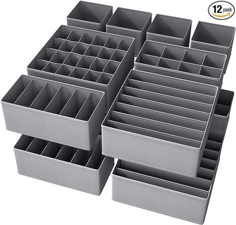 Amazon.com: NAC HOOH Drawer Underwear Organizer Divider Fabric Foldable Dresser Storage Basket Organizers and Storage Bins for Storing Bra Ties Lingerie Undies Sock Panty Belts Clothes Scarves Grey : Home & Kitchen Pink Penthouse, Flip Flop Storage, Storing Bras, Drawers Ideas, Clothes Drawer Organization, Closet Storage Drawers, Dresser Drawer Organization, Closet Organizer With Drawers, Drawer Organization