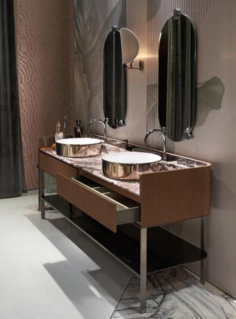 Kobol Wellness room | Visionnaire Home Philosophy Academy Toilet Interior, Wellness Room, Vanity Counter, Interior Design Institute, Interior Design Minimalist, Hm Home, Counter Design, Toilet Design, Wooden Cabinets