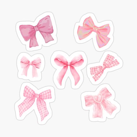 Get my art printed on awesome products. Support me at Redbubble #RBandME: https://www.redbubble.com/i/sticker/Pink-bow-coquette-ribbon-by-touchofbasic/164985731.EJUG5?asc=u Bow Stickers Aesthetic, Ribbon Sticker Printable, Ribbons Coquette, Coquette Stickers, Ide Scrapbook, Ribbon Sticker, Coquette Ribbon, Sticker Design Inspiration, Preppy Stickers