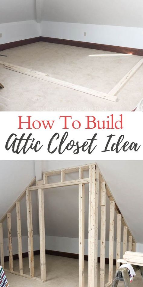 How To Build An Angled Closet, Office With Slanted Ceiling, Attic Closet Angled Ceilings, Attic Cupboards, Low Slanted Ceiling, Closet Slanted Ceiling, Slanted Wall Closet, Framing A Closet, Sloped Ceiling Closet