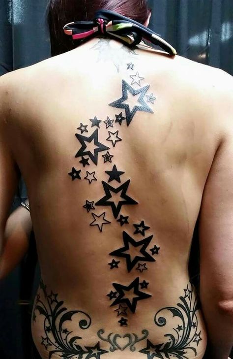 Back Star Tattoos For Women, Star Sleeve Tattoos For Women, Star Back Tattoos For Women, Large Star Tattoo, Star Back Tattoo, Star Sleeve Tattoo, Watercolor Heart Tattoos, Traditional Heart Tattoos, Hand Tattoos For Girls