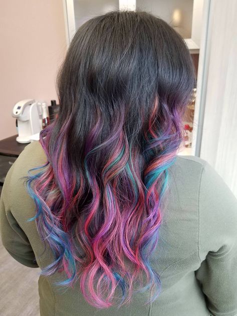 Mermaid Ombre Hair, Hair References, Mermaid Hair Color, Dark Mermaid, Mermaid Unicorn, 2023 Hair, Coloured Hair, Unicorn Hair, Hair Reference