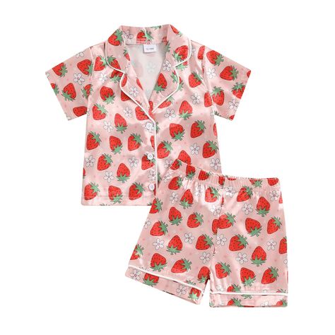 PRICES MAY VARY. 🦋 Toddler girl floral pajamas sets, made of high quality cotton silk&satin material, soft, lightweight and breathable, boutique and fashionable kids girls boys short sleeve shirt and shorts toddler pajamas. 🦋 Boutique toddler flower pajamas girls, silk satin pajamas set, chic chicken&strawberry&floral printed, summer baby girl floral pajamas, classic short sleeve button-on closure sleep shirts, turn down collar, elastic waist short pajamas, toddler pajamas for girls boys, two Flower Pajamas, Toddler Girl Pajamas, Strawberry Chicken, Rainbow Clothes, Satin Pjs, Summer Pajama Set, Pjs Set, Summer Sleepwear, Short Pajamas