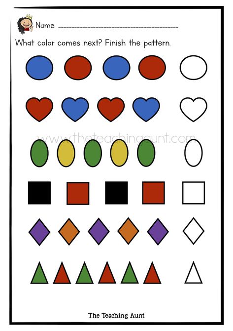 Learn about colors and patterns through these cute and simple preschool worksheets. These free printable are perfect for preschool and kindergarten students who are learning about colors and patterns. These free preschool printable are in PDF format so they're easy to download and print. Ab Patterns Preschool, Ab Pattern Worksheet, Preschool Pattern Worksheets, Ab Pattern, Pattern Worksheets For Kindergarten, Teaching Patterns, Preschool Patterns, Ab Patterns, Kindergarten Colors