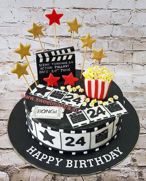 Movies Acting theme customised designer fondant cake for Actor Actress's 24th birthday by Sweet Mantra - Customized 3D cakes Designer Wedding/Engagement cakes in Pune - http://cakesdecor.com/cakes/317520-movies-acting-theme-customised-designer-fondant-cake-for-actor-actress-s-24th-birthday Movie Birthday Cake Ideas, Movie Cakes Birthday, Lawyer Theme Cake, Movie Cake Ideas, Doctor Theme Cake, Cinema Cake, Bollywood Cake, Movie Theme Cake, Navy Cake