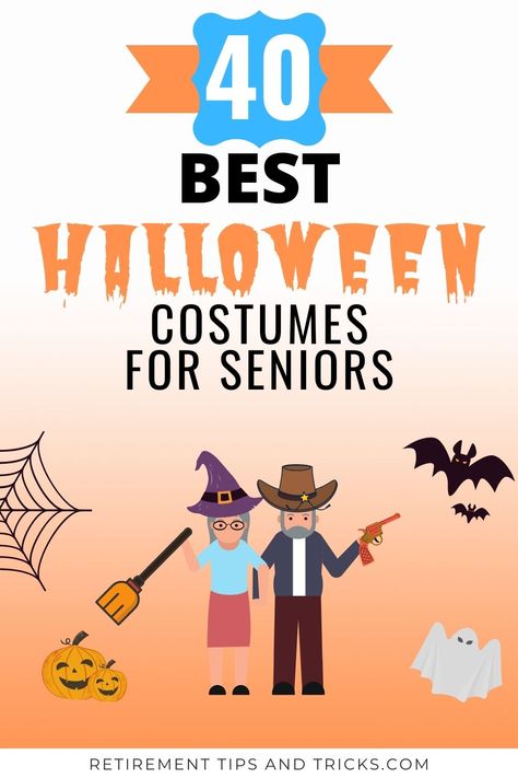 The spookiest day of the year is coming and you’re looking for an awesome Halloween costume. No need to look further because I’ve listed the best Halloween costumes for seniors in this article. #halloween #halloweencostumes #costumesforretirees #costumesforseniors #halloweencostumesforseniors #halloweeninretirement #retirement #retirementhalloweenideas #halloweenideas Easy Halloween Costumes For Senior Citizens, Halloween Costume For Adults Women, Funny Grandma Halloween Costume, Assisted Living Halloween Costumes, Nursing Home Costumes, Elderly Halloween Costume, Halloween Costumes For Nursing Homes, Diy Senior Citizen Costume, Costumes For Older Women Over 50