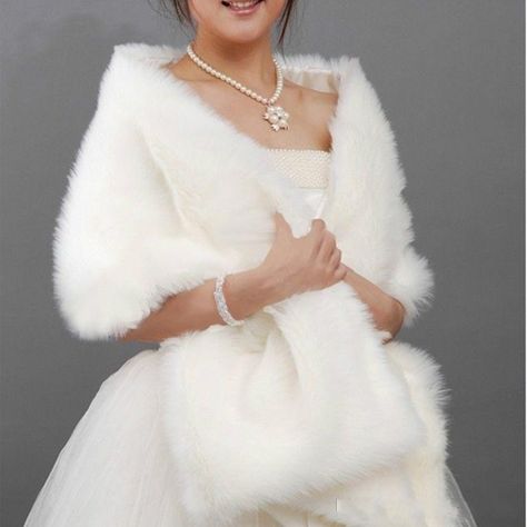 2016 170x35 cm White Cape Stole Wrap Wedding Bridal Women Shawl Wraps Jackets Plus Size Hot Sales-in Wedding Jackets / Wrap from Weddings & Events on Aliexpress.com | Alibaba Group Dress With Fur Shawl, Faux Fur Wedding Shawl, Dress With Fur, Faux Fur Bridal Wrap, Faux Fur Wedding, Fur Shawl Wedding, White Faux Fur Jacket, Faux Fur Shrug, Bridal Fur