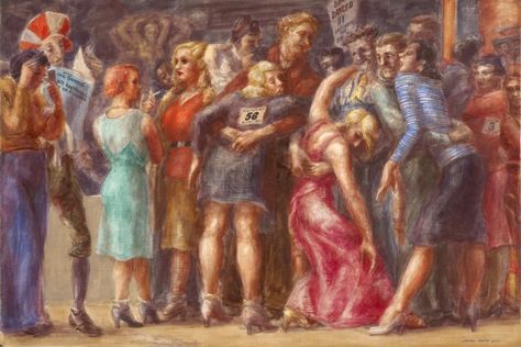 Art review: ‘Swing Time: Reginald Marsh and Thirties New York’ - The Washington Post/ featuring painting "Zeke Youngblood's Dance Marathon," my grandpa. Reginald Marsh, Adolph Gottlieb, Milton Avery, American Painters, George Grosz, Sam Francis, Dance Marathon, Thomas Hart Benton, Chuck Close