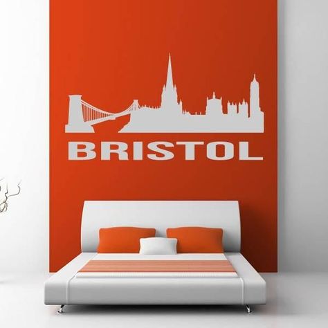 Bristol UK Cityscape Skyline Wall Art Sticker - Small - 55cm (W) x 30cm (H) / Fuchsia Pink. #beautiful #art #draw #digitalart #gallery #illustration #paint #drawing #abstract #color #popart #watercolor #artworks #galleryart #graphicart