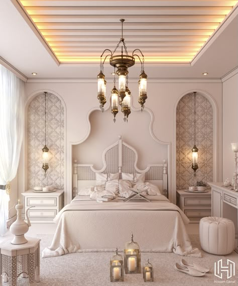 Modern Arabic Interior Bedrooms, Islamic Bedroom Design, Islamic Bedroom, Bangalore House, Islamic Interior, Bad Room Design, Islamic Interior Design, Islamic Designs, Kid Bed