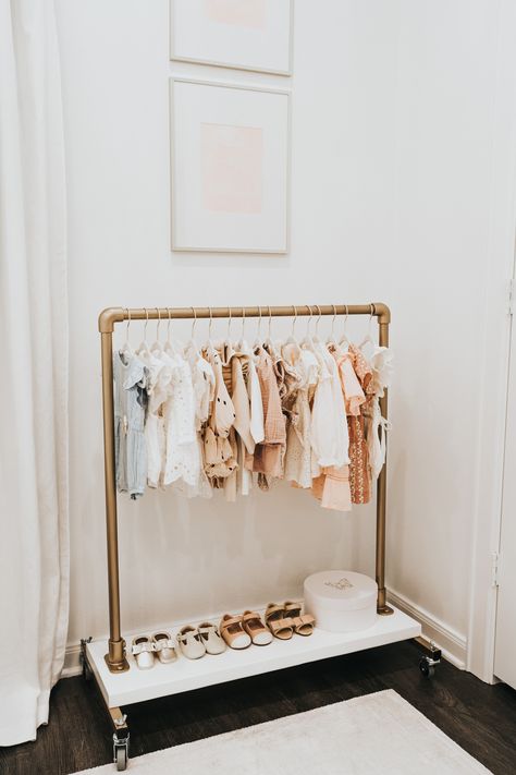 @withloveleena on Instagram  #nursery #girlnursery #nurseryideas #nurserydecor #nurseryideasneutral #nurseryideasgirl #nurserytour #clothingrack With Love Leena, Love Leena, Baby Rack, Montessori Toddler Rooms, Baby Shower Clothes, Clothing Rack Bedroom, Boho Baby Nursery, Kids Clothing Rack, Ikea Malm Dresser