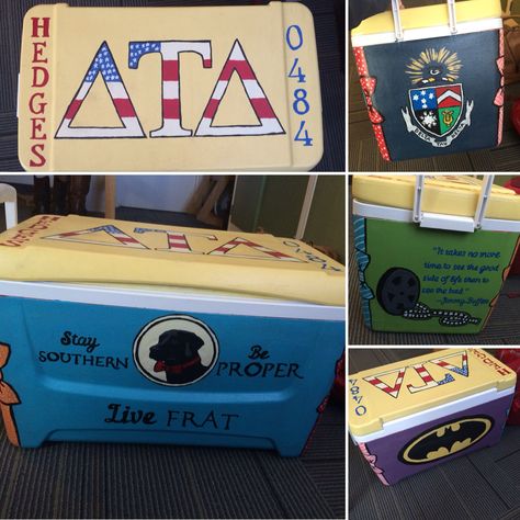 Delta Tau Delta fraternity cooler for spring formal Delta Tau Delta Cooler, Nola Cooler, Delta Tau Delta, Formal Cooler Ideas, Fraternity Coolers, Spring Formal, Southern Proper, Beach Weekend, Frat Coolers