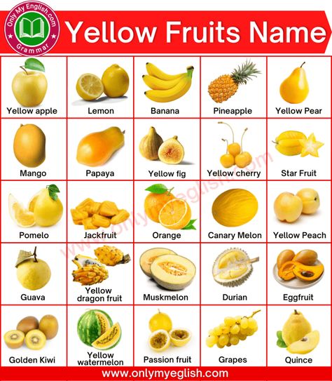 Fruits Name, Name Of Vegetables, Fruits Name In English, Yellow Fruits, Yellow Food, Fruit Names, Fruit List, Sour Fruit, Yellow Fruit