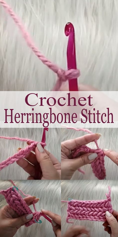 How to Crochet Herringbone Stitch In 5 Minutes | Easy Tutorial - The Newlywed How To Crochet Herringbone Stitch, Herringbone Stitch Crochet, Herringbone Crochet Stitch, Crochet Herringbone Stitch, Chevron Stitch Crochet, Crochet Herringbone, Herringbone Stitch Tutorial, Beginner Stitches, Scrap Crochet