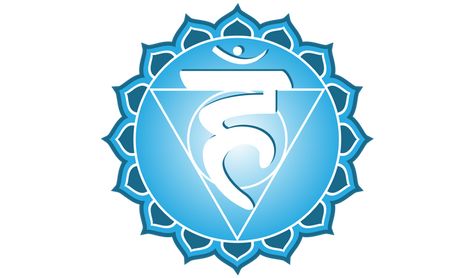 Throat Chakra - Visuddha Throat Chakra Symbol, Vishuddha Chakra, Throat Chakra Healing, Chakra Symbols, Chakra System, Color Meanings, 7 Chakras, Throat Chakra, Flower Oil