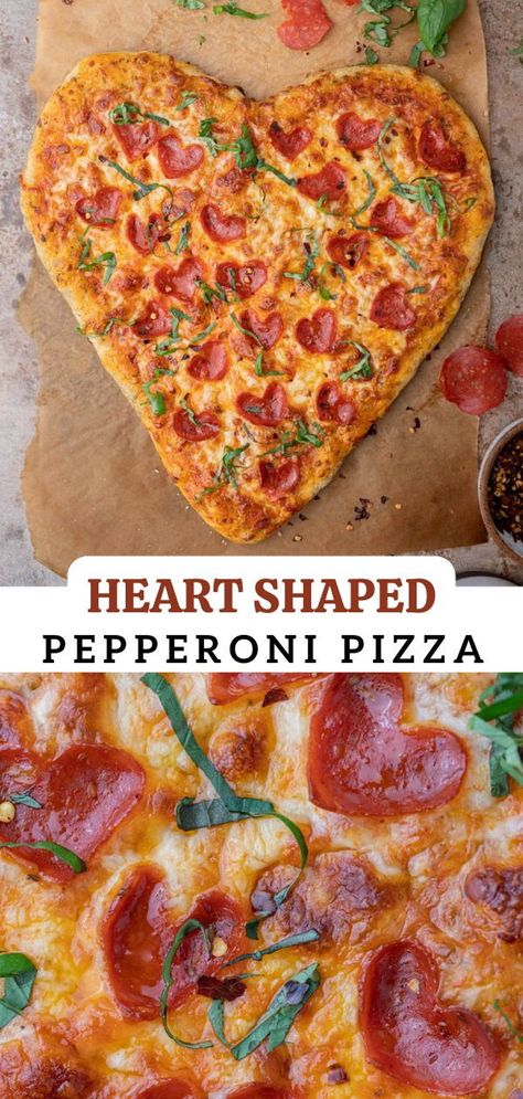 This heart-shaped pizza is the perfect treat to make on Valentine’s day. All you have to do is shape your dough in the shape of a heart, and top it with pizza sauce, cheese, and heart-shaped pepperoni because why not. It is then baked to perfection and will be your next favorite meal for Valentine’s day celebrations. Heart Shaped Pizza Recipe, Pizza Dough From Scratch, Lifestyle Of A Foodie, Shaped Pizza, Heart Shaped Food, Heart Shaped Pizza, Leftover Pizza, Make Your Own Pizza, Pizza Sauce Homemade