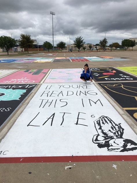 Haha! Sr lot spots are painted Parking Lot Painting, Senior Year Things, Senior Year Fun, Senior Parking Spot, Parking Spot Painting, Best Friend Poems, Parking Spot, Crafts For Seniors, Parking Space