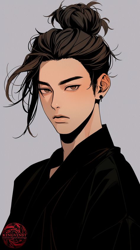 Man Bun Drawing Reference, Cowboy Oc, Ponytail Drawing, Hairstyle Boy, Long Hair Drawing, Drawing Male Hair, Anime Hairstyles Male, Anime Long Hair, Pelo Anime