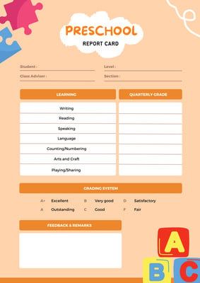 Use this customizable Orange Illustrated Preschool Report Card template and find more professional designs from Canva. Kindergarten Report Cards Free Printable, Preschool Report Card Templates, Report Cards For Kindergarten, Preschool Report Card, School Report Card Template, Student Progress Report, Kindergarten Report Cards, School Report Card, Note Card Template