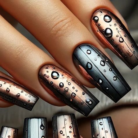 Tamara Margaryan on Instagram: "Nails like art 💅✨  Add an artistic touch to your nails with this stunning water droplet pattern! Each one is a masterpiece. 💧✨💅 #NailArt #NailDesign #Manicure" Cute Fall Nail Designs Autumn, Waterdrop Nails, Water Droplet Nails, Droplet Nails, Cross Nails, 2024 Nails, Nails Pretty, Cute Nails For Fall, Awesome Nails