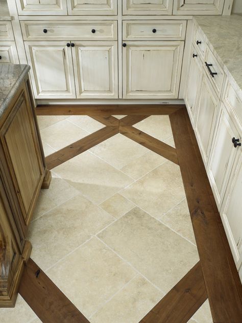 tile floor with wood inlay maybe entrance way with our parquet? And brick or cement? Kitchen Floor Tiles Ideas, Ceramic Floor Tile, Wood Tile Floors, Floor Tile Design, Yellow House, Flooring Inspiration, Ceramic Floor Tiles, Tile Floors, Kitchen Floor Tile