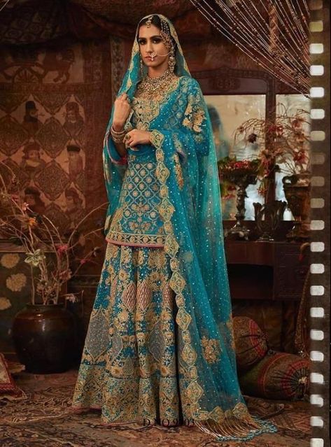 Rimple Harpreet, Blue Sharara, Bridal Sharara, Rimple And Harpreet Narula, Gharara Designs, Embroidered Salwar, Sharara Designs, Pakistani Fashion Party Wear, Pakistani Fancy Dresses