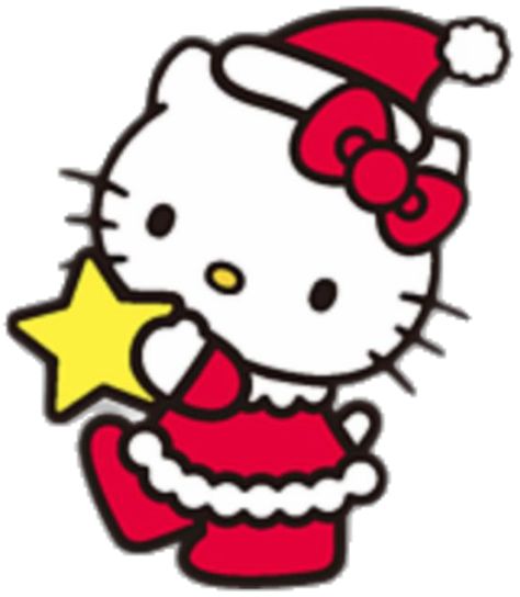 Pfp Hello Kitty Black, Merry Christmas Logo, Hello Kitty Winter, Santa Claus Cap, Christmas Logo, Star Png, Y2k Hello Kitty, Kitty Christmas, Santa Outfit