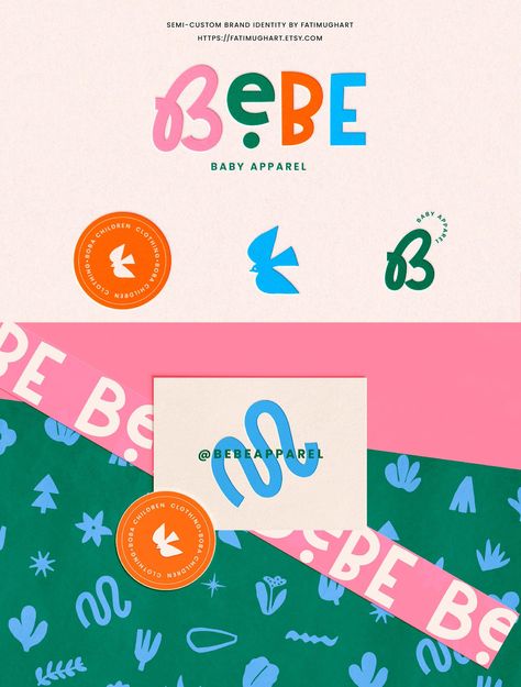 ✦ Semi-Custom Baby Logo & Branding Playful Branding Kit - Children Fashion Logo Design and Baby Branding Kit, Boutique Logo, Fun and Playful logo, Bold and Colorful design Looking for a stylish and professional logo design to elevate your brand? This Premade Branding Kit is the perfect choice for small businesses needing a polished, cohesive look without breaking the bank. Ideal for entrepreneurs seeking a quick turnaround and professional results, this package offers semi-custom branding tailored to help you stand out in your industry. Designed with specific industries and consumer preferences in mind, this Retro Feminine Branding Kit captures a timeless aesthetic that conveys trustworthiness and professionalism. It's perfect for retro enthusiasts and business owners looking to make a mem