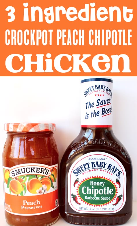 Chipotle Chicken Recipe, Crock Pot Queso, 5 Ingredient Or Less Recipes, Chipotle Recipes Chicken, Peach Chicken, Orange Chicken Crock Pot, Easy Crockpot Meals, Delicious Chicken Dinners, Honey Bbq Sauce