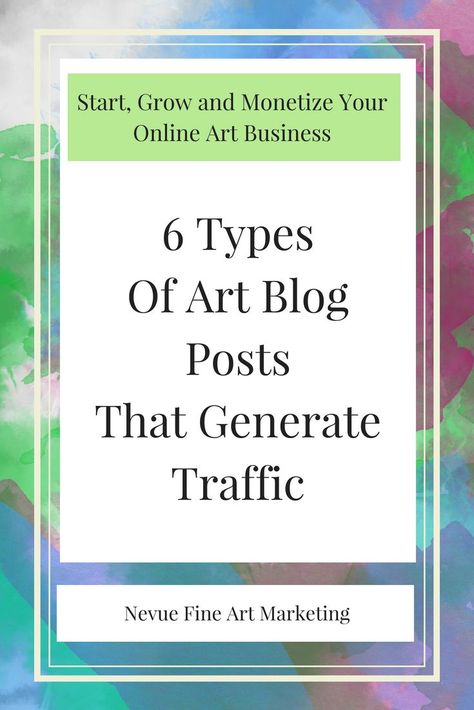 Blogging tips - Are you trying to find new ways to generate more traffic to your art blog? Would you like to be able to turn your new visitors into loyal art collectors? In this post, you will discover 6 types of art blog posts that generate traffic. Photographing Artwork, Art Biz, Sell Art Prints, Art Promotion, Artist Branding, Selling Paintings, Blog Strategy, Artist Business, Artist Blog