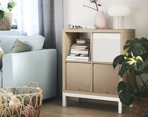 The KALLAX underframe elevates your storage in more ways than one Kallax Underframe, Kallax Unit, Alternative Furniture, Ikea Kallax Unit, Ikea Kallax Hack, Wooden Furniture Legs, Square Shelf, Deep Shelves, Kallax Ikea