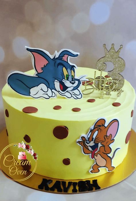 Tom and Jerry Birthday Cake Ideas Images (Pictures) Tom And Jerry Theme Cake, Tom And Jerry Cake Ideas, Cartoon Theme Cake, Tom And Jerry Birthday, Tom And Jerry Cake, Doraemon Cake, Half Birthday Cakes, Winnie The Pooh Cake, Chocolate Cake Designs