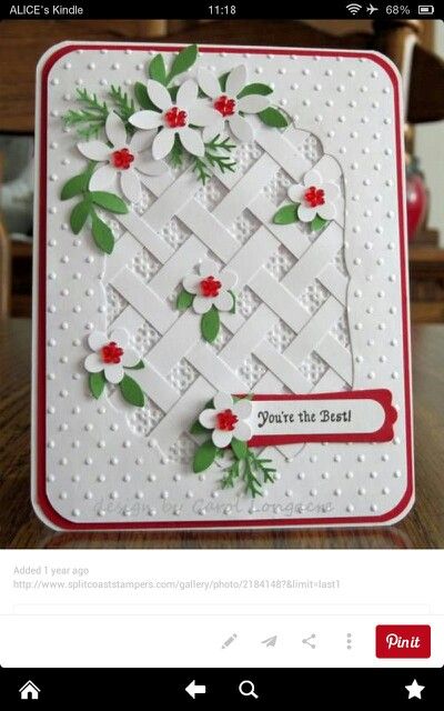 Lattice Cards, Card With Flowers, Simple Birthday Cards, 카드 디자인, Embossed Cards, Fancy Fold Cards, Pretty Cards, Card Layout, Cards Scrapbooking