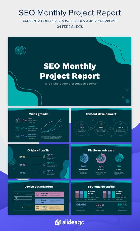 Use our slides to present a monthly report on SEO and discuss the results with your team. For Google Slides and PowerPoint Scientific Presentation Powerpoint, Scientific Poster Design, Ux Design Principles, School Works, Seo Report, Scientific Poster, Kinetic Typography, Project Report, Report Design