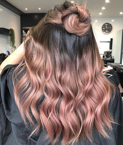 Rose Brown Balayage, Grey Balayage, Rose Gold Balayage, Light Pink Hair, Pink Hair Dye, Hair Color Purple, Pretty Hair Color, Short Hair Color, Brown Blonde Hair