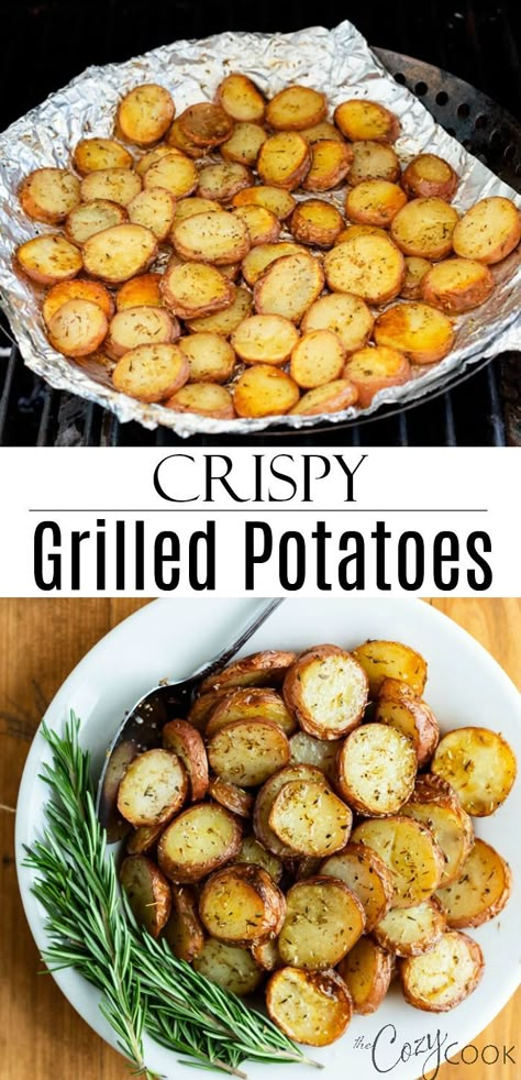 These extra-crispy potatoes are easy to cook on the grill in foil and are tossed in my grandmother’s rosemary seasoning recipe! Enjoy perfectly roasted potatoes without heating up your kitchen! #grilled #potatoes #rosemary #roasted #seasoning Rosemary Seasoning, Cozy Cook, Rosemary Potatoes, Seasoning Recipe, Grilled Dinner, Meals Easy, Grilled Potatoes, Cook Recipes, Summer Cooking