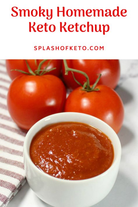 This smoky homemade keto ketchup is amazingly fresh and amazingly flavorful! Fresh tomatoes are combined with an awesome mix of ingredients and seasonings to make this delicious ketchup. Keto Ketchup, Tomato Vegetable, Tomato Ketchup, Distilled White Vinegar, Green Tomatoes, Roma Tomatoes, Fresh Tomatoes, Stuffed Jalapeno Peppers, Ketchup