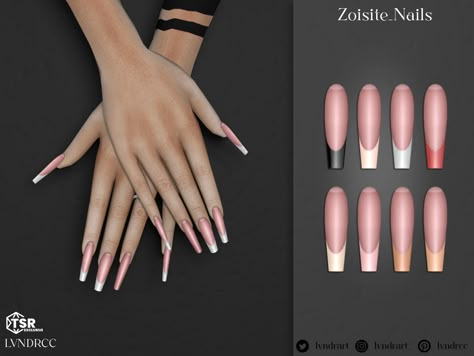 The Sims Resource - Zoisite Nails Sims 4 Cc Long Nails, Sims 4 Alpha Cc Accessories, Sims 4 Cc Nails Long, Ts4 Cc Nails, Nails Cc Sims 4, The Sims 4 Nails, Modern French Tip, Sims Nails, Sims 4 Cc Nails