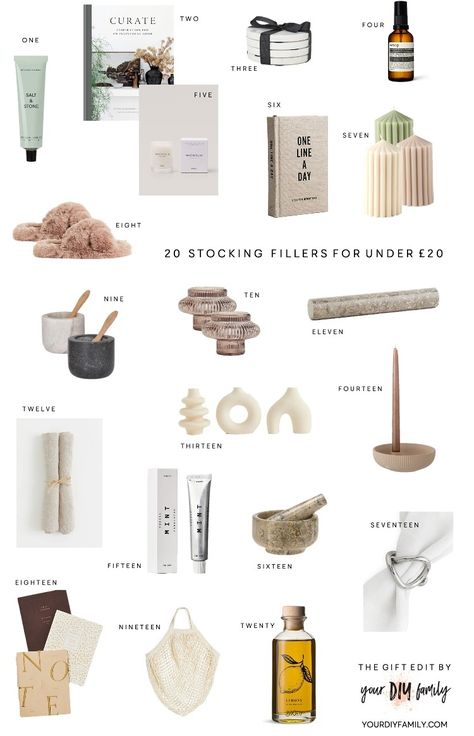 20 stocking fillers for £20 or under (that people actually want) - DIY home decor - Your DIY Family Stocking Fillers For Adults, Big Christmas Gifts, Marble Rolling Pin, Budget Friendly Gift, Tall Candle, Marble Coasters, Flute Glass, Minimalist Gifts, Stocking Fillers