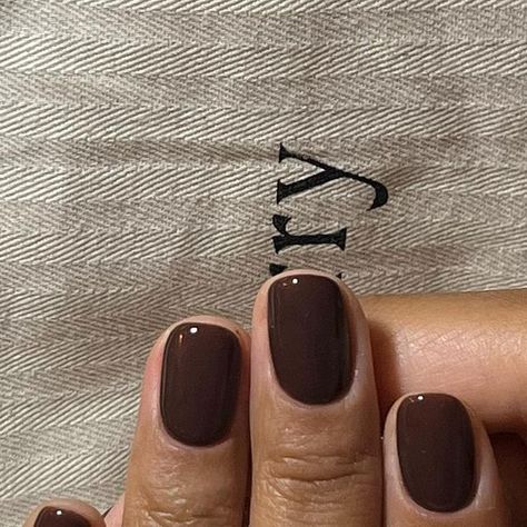 Fall Dark Nails, Fall Gel Manicure Ideas, Autumn Gel Nails, Nails Fall Short, Bio Sculpture Nails, Office Nails, Brown Nail Polish, Brown Nail, Nails Rings