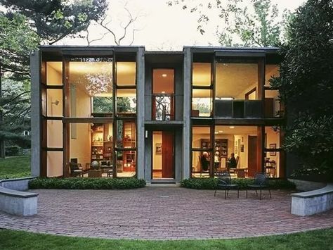 Louis Kahn House, Esherick House, Houses Architecture, One Bedroom House, Ultra Modern Homes, A Modern House, Louis Kahn, Glass Walls, Dream Trip