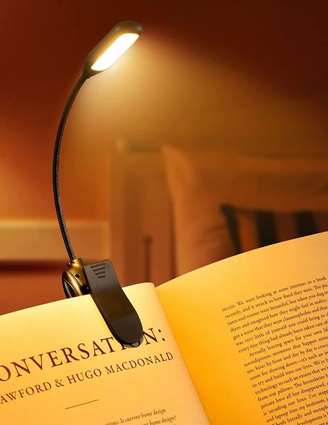 Book Light Clip, Bed Reading Light, Book Lamp, Book Light, Clip Lights, Light Clips, Rechargeable Light, Reading In Bed, Book Reading