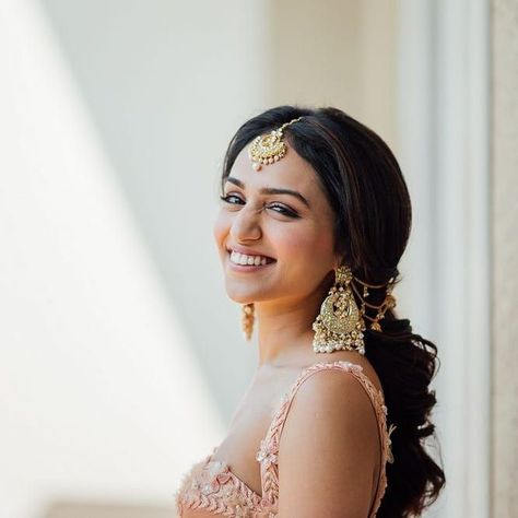 #AprilPicks: The Best Bridal Buys Of The Month! | WedMeGood Female Image, Bridal Hair Buns, Hair Indian, Ear Chain, Hair Chains, Beauty Makeup Tips, Mid Length Hair, Wedding Hair And Makeup, Indian Hairstyles