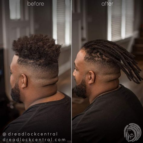 Before and after Human Hair Dreadlock Extensions for our client in Washington DC Men Loc Extensions, Loc Extensions Permanent, Instant Locs, How To Make Dreadlocks, Loc Extensions Human Hair, Dreadlock Maintenance, Dreadlocks Extensions, Hair Extensions Before And After, Crochet Dreads