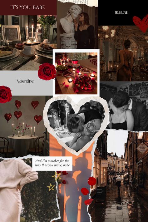 Valentines Vision Board, Valentine Date Aesthetic, Italian Valentines Day, Valentine’s Day Collage, Old Money Valentines, Valentines Mood Board, Love Visionboard, Valentines Day Aesthetic Vintage, Vintage Valentines Aesthetic