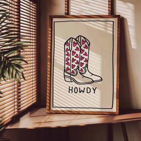 Howdy Art Print | Welcome Posters Trendy Wall Art Hallway Wall Decor Hallway Prints Hallway Art Cowboy Cowgirl Boots Western Art Howdy Print Cowboy Boot Print, Cowboy Print, Hallway Art, Hallway Wall, Hallway Wall Decor, Boot Print, Welcome Poster, Night Art, Cow Girl