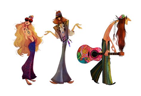 Hippie Character Design, Hippie Drawing, Amazing Drawings, Character Design Animation, Behance Project, Hippie Art, Fashion Design Sketches, Character Design Male, Illustration Character Design