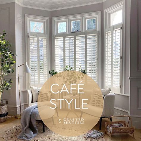 Discover the Perfect Shutters for Your Unique Window Shape, Home, and Interior Style✨SWIPE left & let us know your favorite 👇 #shutters #homeinspo #homedecor #homeinspiration Cafe Style Shutters Bay Window, Cafe Shutters Living Room, Shutters Bay Window, French Chic Style, Shutter Styles, Cafe Shutters, Cafe Style Shutters, Shutters Living Room, Unique Window