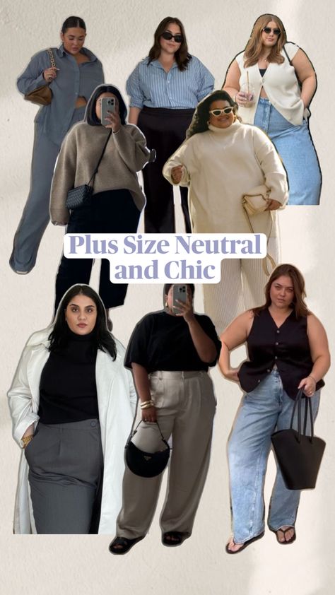 Light neutrals with subtle pops of blue for a fresh, timeless look. #NeutralStyle #EffortlessFashion #LightNeutrals #MinimalChic #PopOfColor #TimelessStyle #PlusSizeStyle #SizeInclusiveStyle Plus Size Minimalist Outfits, Chic Outfits Plus Size, Comfy Chic Outfits, Minimal Style Outfits, Posh Outfits, Plus Size Ootd, Soft Woman, Curvy Casual Outfits, In My 30s